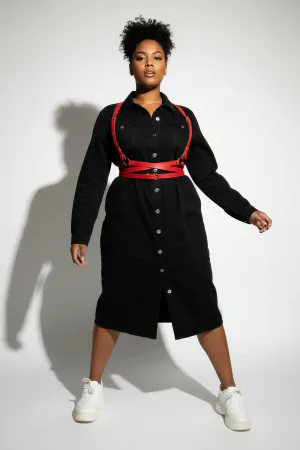 Plus Size Red Women's Belt Leather Harness Body Accessory - APFT198