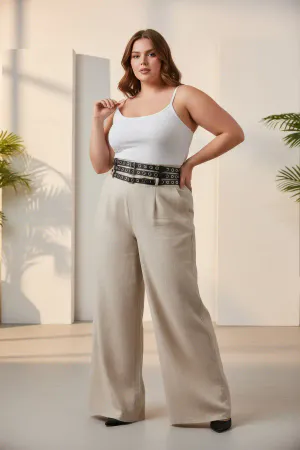 Plus Size Black Women's Belt Thick Corset Style with Staple Detail - APFT641