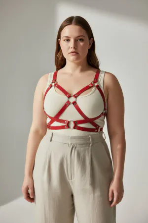 Plus Size Red Women's Belt Leather Corset Detailed Body Accessory - APFT816