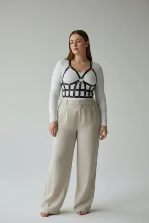 Plus Size Black Women's Belt Leather Body Harness Combination Complement - APFT819