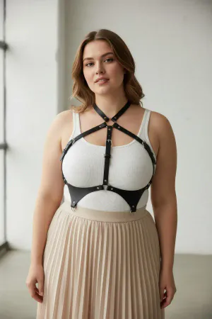 Plus Size Black Women's Belt Leather Body Accessory Corset Style Combination Complement - APFT1110