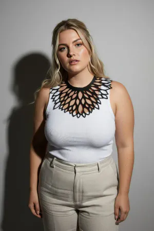 Large Size Black Women's Choker Laser Cut Aesthetic Combination Complement - APFT1407